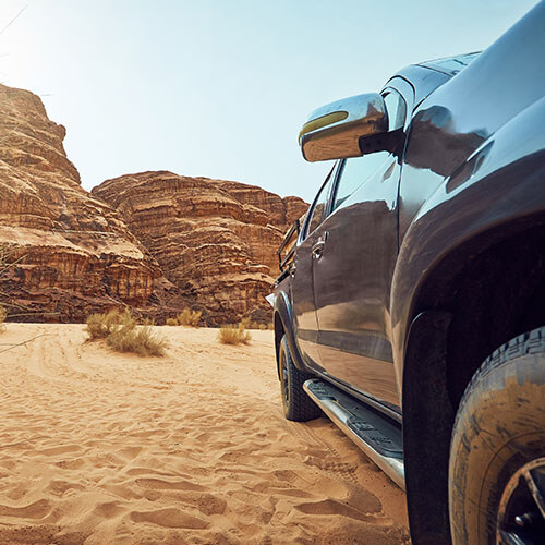 Toyota truck parked in a canyon