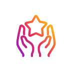Flat artwork icon of two hands holding a star