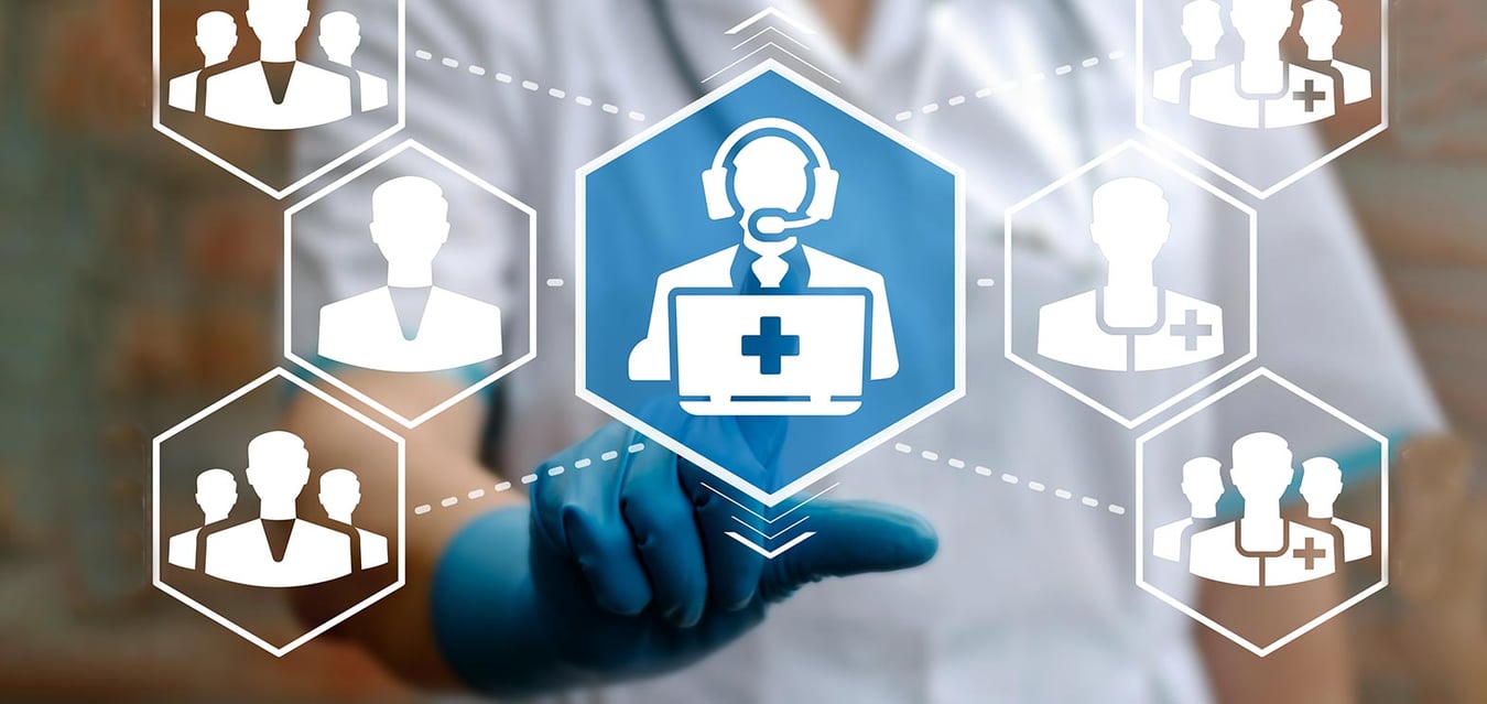 healthcare-customer-service-agent-with-icons-of-patients-for-on-demand-contact-center-customer-solutions