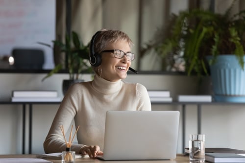 Work at home agent taking calls